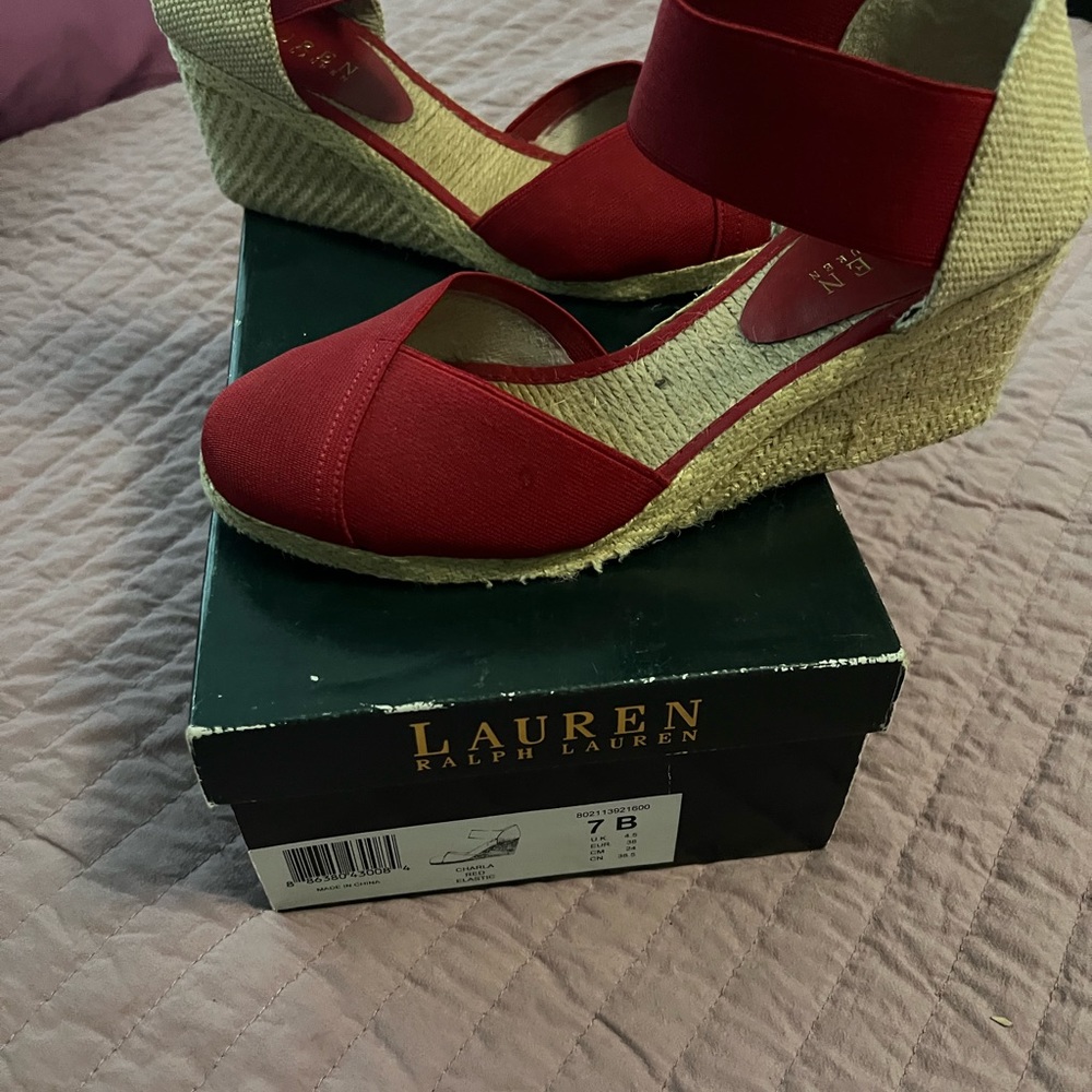 Ralph Lauren women red wedges